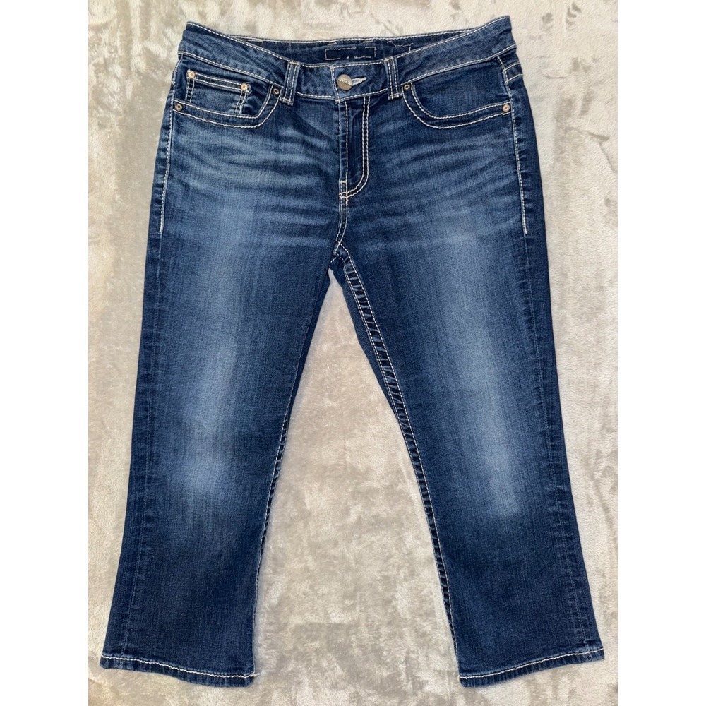 BKE Capri Jeans Women's 30 Blue Stretch Denim Flex‎ Fit Pedal Pushers Whiskered